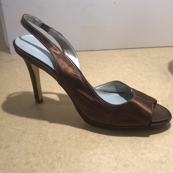 Lela Rose Unforgettable Moments Brown Satin Sandals - Picture 4 of 12